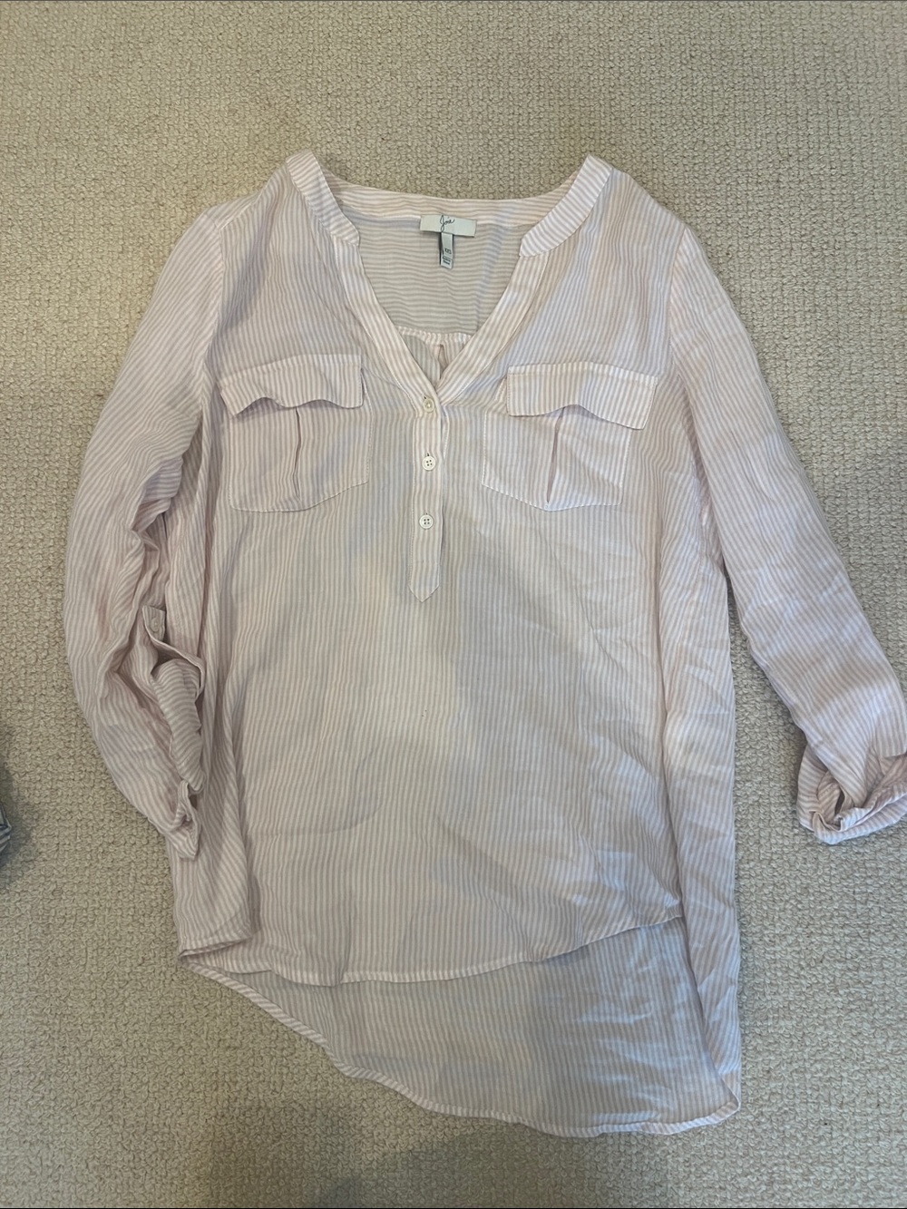 Joie Pale Pink Striped Roll-Tab Tunic